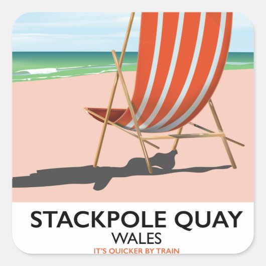 Stackpole Quay Wales Beach Travel Poster Quadratischer Aufkleber (Vorderseite)
