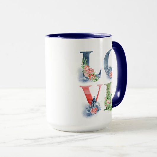 Stacks Liebe Split Graphic Floral Print Coffee Tasse (VorderseiteRechts)