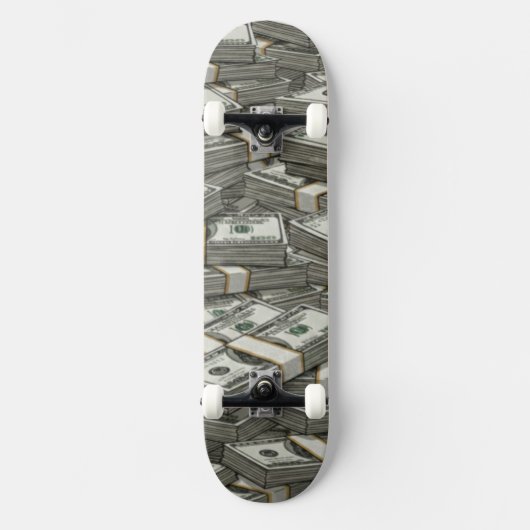 Stacks Of American Hundred Dollar Bills Cash Money Skateboard (Vorderseite)