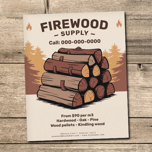 Stacks of Split Logs - Firewood Supply Flyer