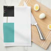 Stacks Turquoise Orange Black Mid Century Geschirrtuch (Viertel Falte)