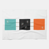 Stacks Turquoise Orange Black Mid Century Geschirrtuch (Horizontal)