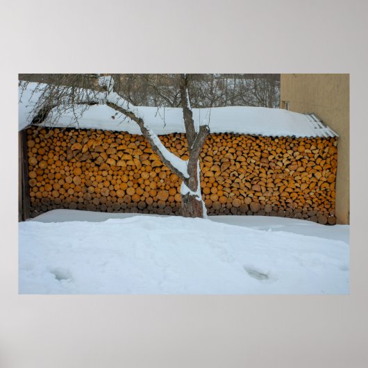 Stacktes Feuerholz. Poster (Vorne)