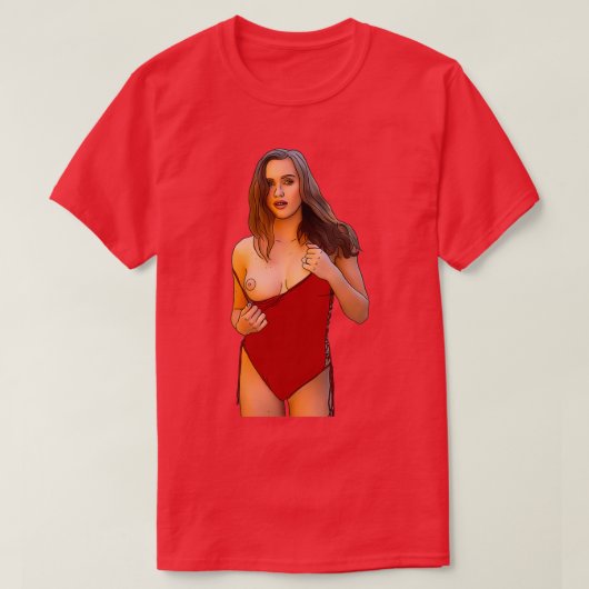 Stacy Cruz rotes Kleid T-Shirt (Design vorne)