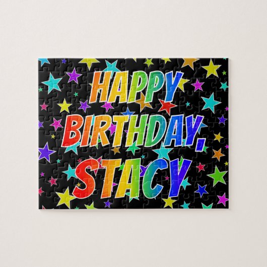 "STACY" Vorname, Spaß "GLÜCKLICHER GEBURTSTAG" Puzzle (Horizontal)