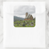 Stadienkirche mit Friedhof, norwegischer Aufkleber (Tasche)