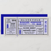 Stadion Ticket Baseball Blue Birthday Save The Date (Vorne/Hinten)
