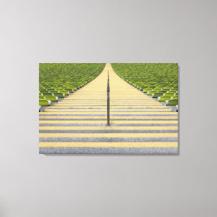 Stadionstreppenhaus zwischen Reihen der grünen Leinwanddruck