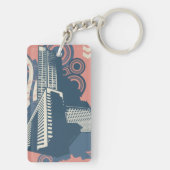 Stadt Abstrakter Schlüsselanhänger (Rückseite)
