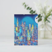 Stadt am Abend A.I. arbeiten nur für Sie. Postkarte (Stehend Vorderseite)