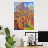 Stadt am Meer | AI Art Poster (Heimbüro)