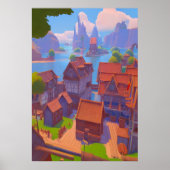 Stadt am Meer | AI Art Poster (Vorne)