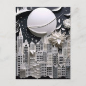 Stadt am nächtlichen Hintergrund der Landschaft Postkarte (Vorderseite)