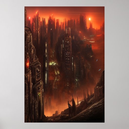 Stadt am Tor zur Hölle | AI Art Poster (Vorne)