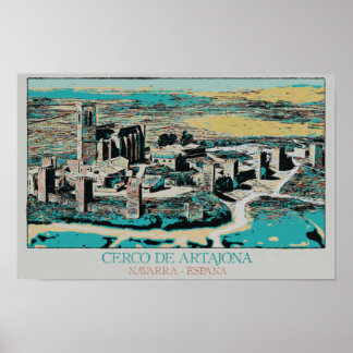 Stadt Artajona, Navarra, Spanien Poster