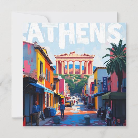 Stadt Athen Feiertagskarte (Vorderseite)