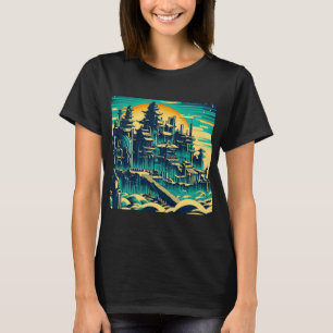 Stadt Atlantis 1 - Holzschnitt T-Shirt