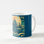 Stadt Atlantis 2 - Holzschnitt Kaffeetasse (VorderseiteRechts)