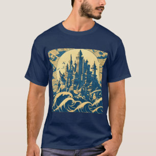 Stadt Atlantis 3 - Holzschnitt T-Shirt