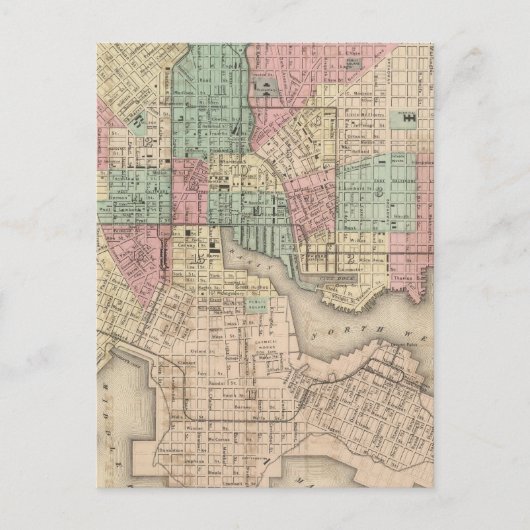 Stadt Baltimore, Maryland Postkarte (Vorderseite)