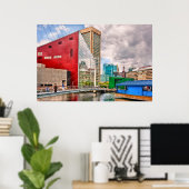 Stadt - Baltimore MD - Hafen - Stadt der Zukunft Poster (Heimbüro)