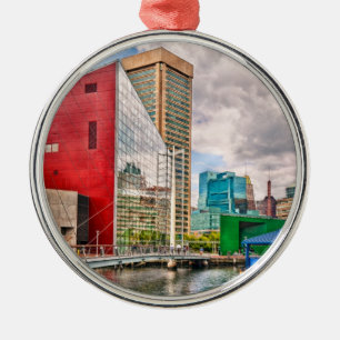 Stadt - Baltimore MD - Harbor Place - Zukunftsstad Silbernes Ornament