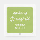 Stadt Begrüßung Bevölkerung Grüne Babydusche Serviette (Vorderseite)