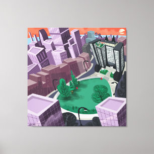 Stadt bei Sonnenuntergang Leinwanddruck