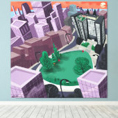 Stadt bei Sonnenuntergang Leinwanddruck (Insitu (Holzboden))