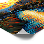 Stadt bei Sonnenuntergang; Vincent Van Gogh Style Poster (Ecke)