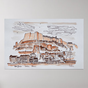 Stadt Bonifacio  Korsika, Frankreich Poster
