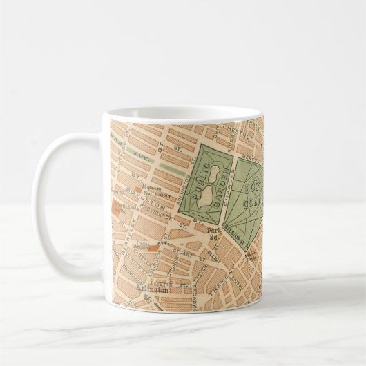 Stadt Boston Vintage Karte Kaffeetasse (Links)