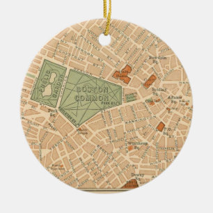 Stadt Boston Vintage-Karte Keramik Ornament