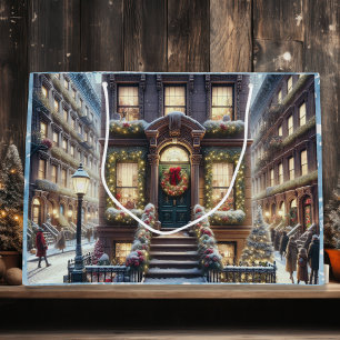 Stadt Brownstone zu Weihnachten Große Geschenktüte