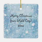 Stadt Brownstone zu Weihnachten Keramikornament (Rückseite)