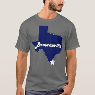 Stadt Brownsville Texas Lone Staat Map Blue T-Shirt