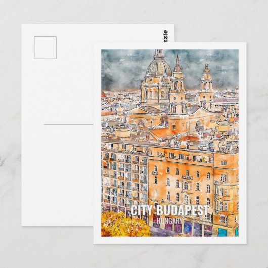 Stadt Budapest Ungarn Reisen Place Wasserfarbe Postkarte (Vorne/Hinten)