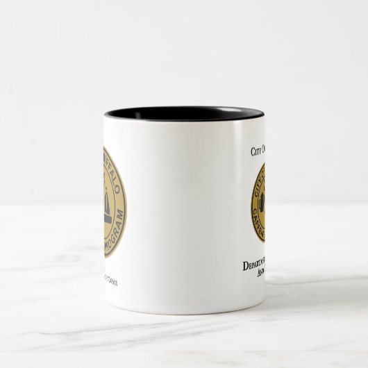 Stadt Buffalo Department of Coffee & Donuts Zweifarbige Tasse (Mittel)