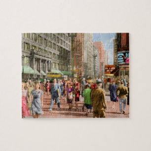 Stadt - Chicago - Einkaufsmengen 1940 Puzzle
