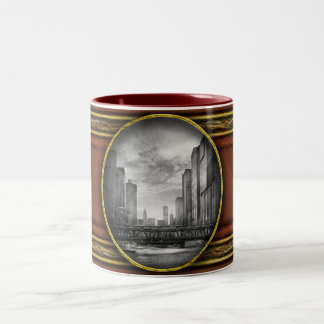 Stadt - Chicago, IL - Blick in die Zukunft BW Zweifarbige Tasse