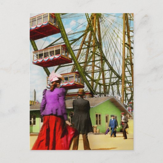 Stadt - Chicago,IL - Das erste Riesenrad 1893 Postkarte (Vorderseite)