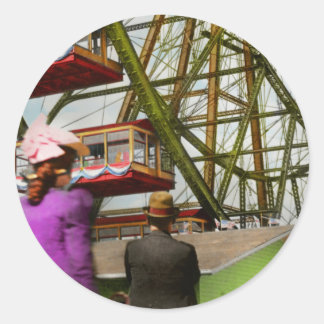 Stadt - Chicago,IL - Das erste Riesenrad 1893 Runder Aufkleber