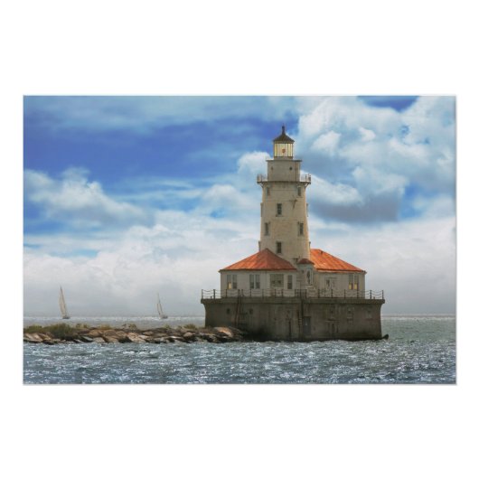 Stadt - Chicago IL - Leuchtturm Chicago Hafen Poster (Vorderseite)