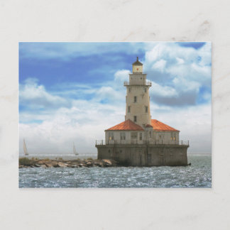 Stadt - Chicago IL - Leuchtturm in Chicago Postkarte