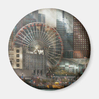Stadt - Chicago, IL - Luftdruck Magnet