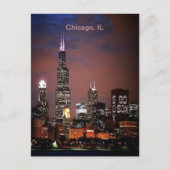 Stadt Chicago Illinois Night Skyline Postkarte (Vorderseite)