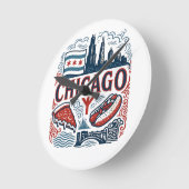 Stadt Chicago Runde Wanduhr (Winkel)