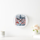 Stadt Chicago Runde Wanduhr (Zuhause)
