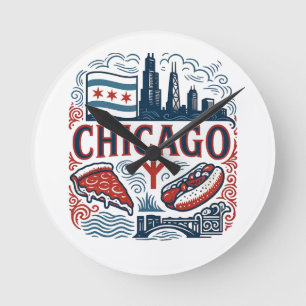 Stadt Chicago Runde Wanduhr