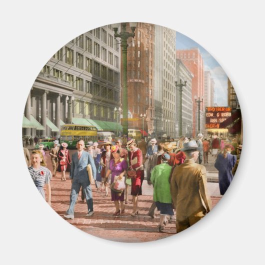 Stadt - Chicago - Shopping Crowds 1940 Magnet (Vorne)